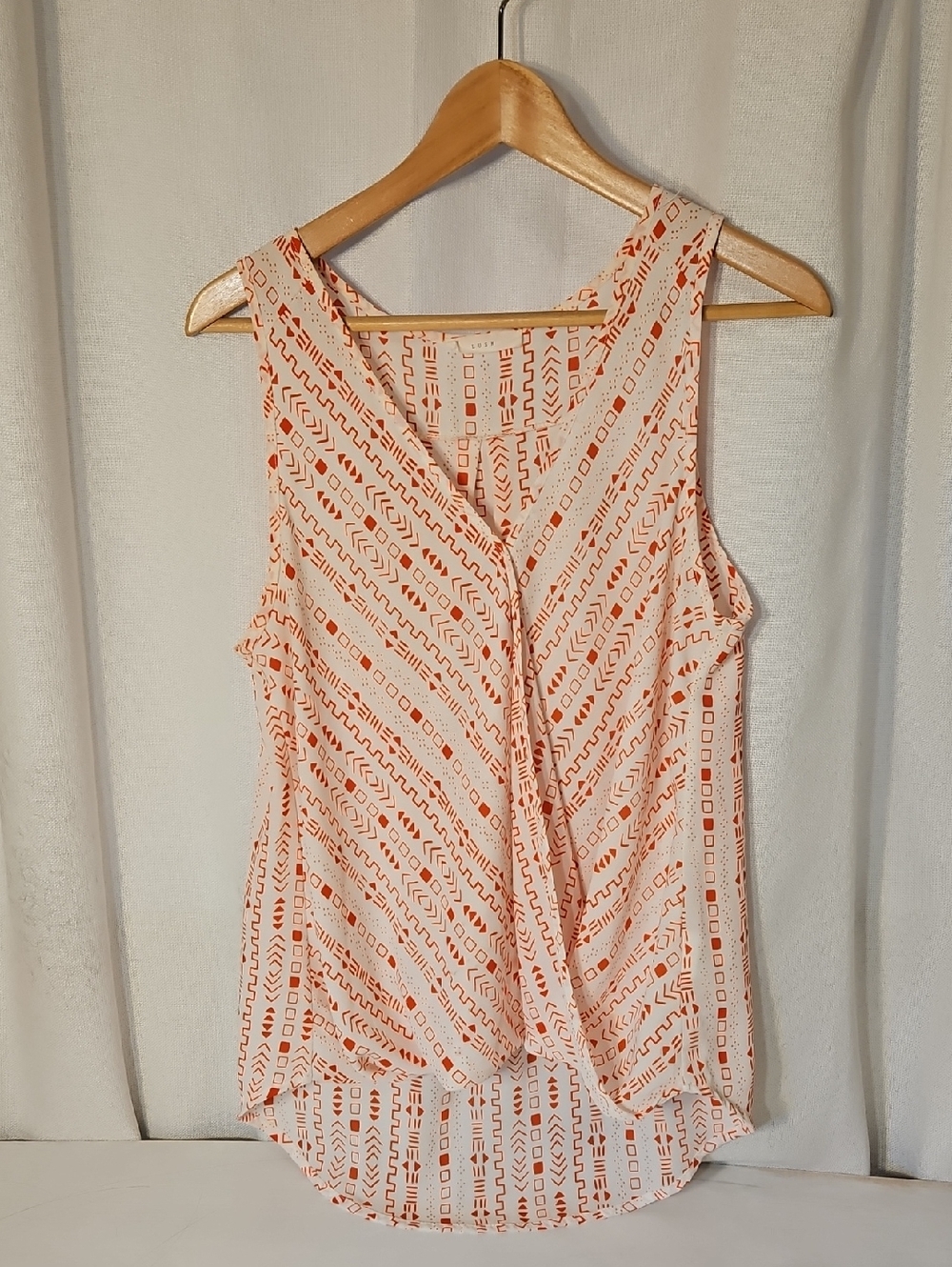 Lush Cream and Coral Geo Print Sleeveless Camisole